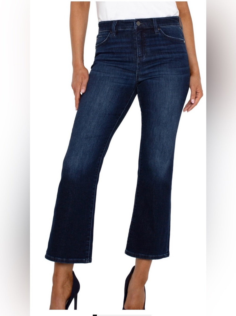 Liverpool Los Angeles Hannah Indigo Flare Cropped Mid Rise Jeans 2/26 NEW
